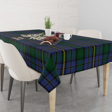 Hope Clan Originaux Tartan Tablecloth with Clan Crest and the Golden Sword of Courageous Legacy