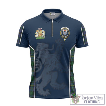 Hope Clan Originaux Tartan Zipper Polo Shirt with Family Crest and Lion Rampant Vibes Sport Style
