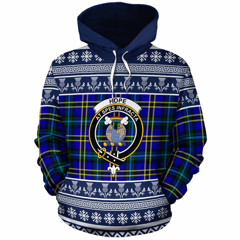 Hope Clan Tartan Christmas Cotton Hoodie with Family Crest - Tartan Vibes Clothing