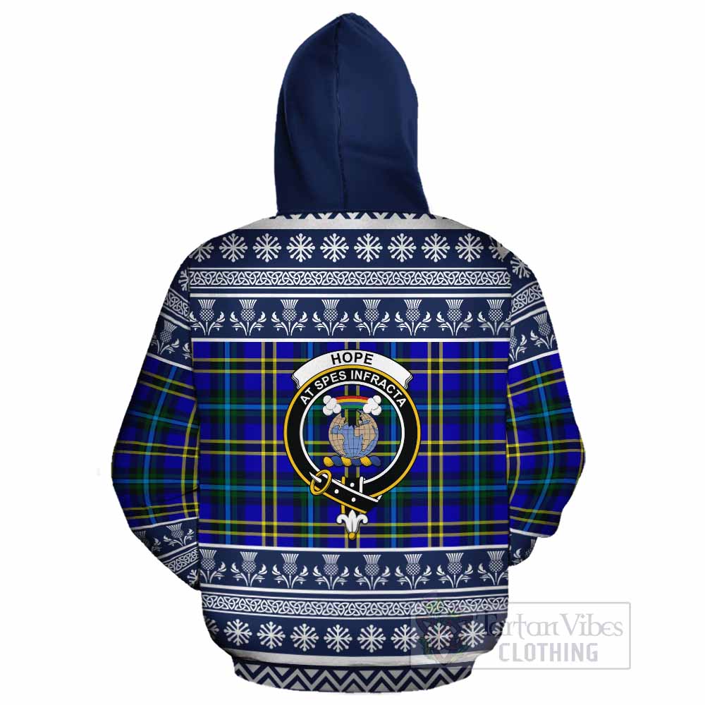 Hope Clan Tartan Christmas Cotton Hoodie with Family Crest - Tartan Vibes Clothing