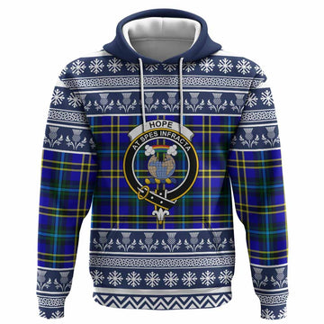 Hope Clan Tartan Christmas Hoodie with Family Crest