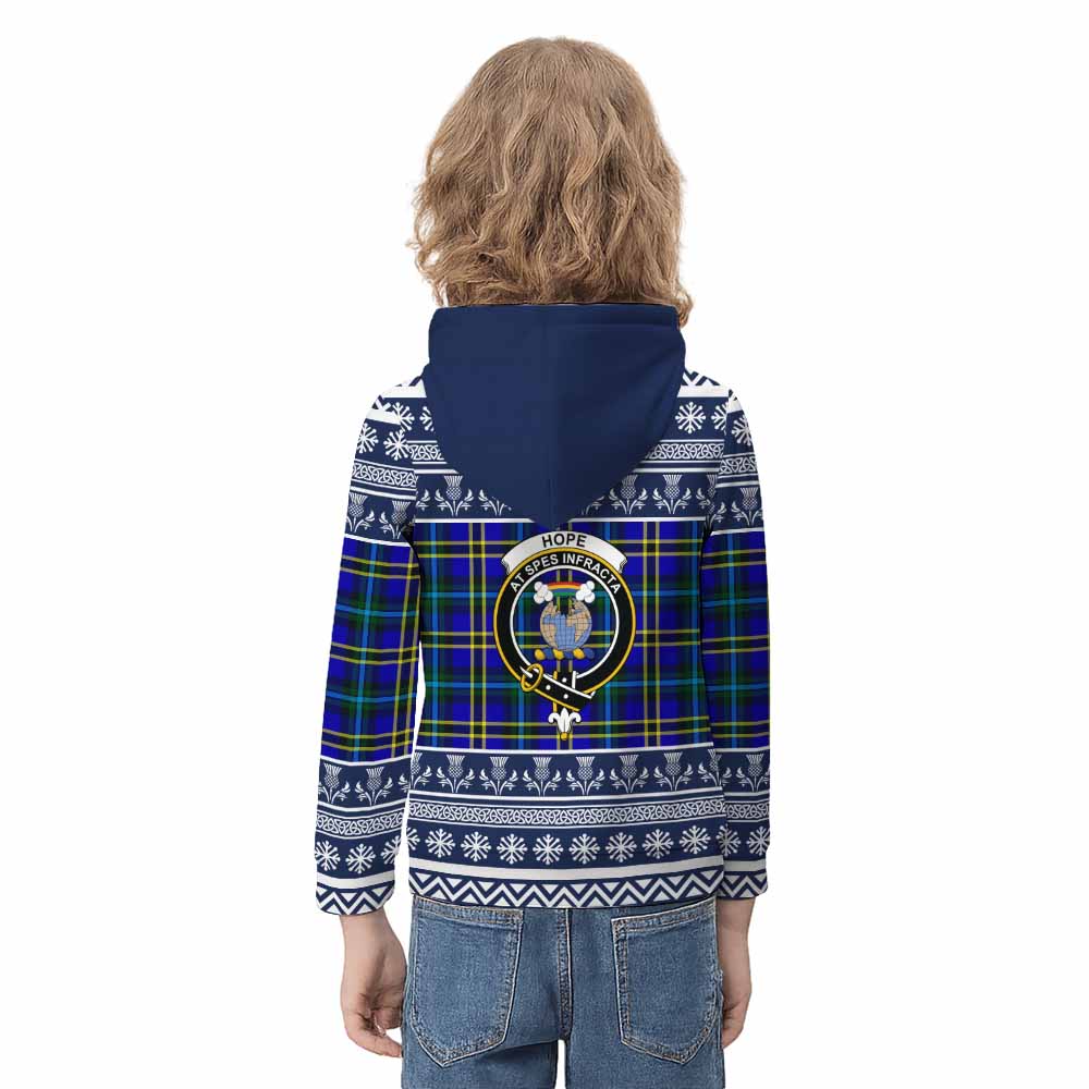 Hope Clan Tartan Christmas Kid Hoodie with Family Crest - Tartan Vibes Clothing