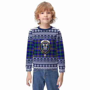 Hope Clan Tartan Christmas Kid Ugly Sweatshirt with Family Crest