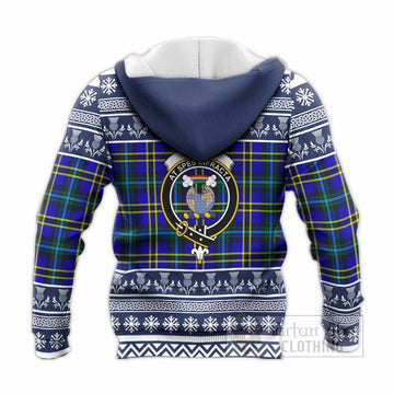 Hope Clan Tartan Christmas Knitted Hoodie with Family Crest
