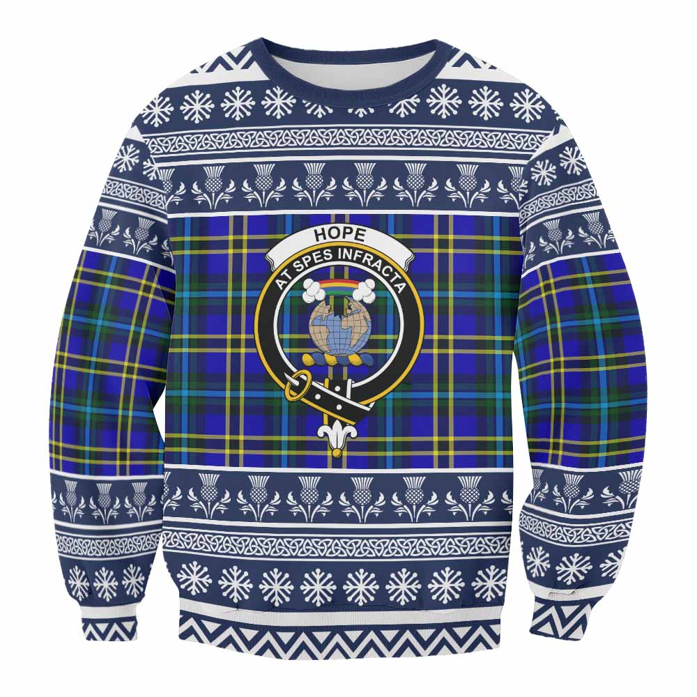 Hope Clan Tartan Christmas Sweatshirt with Family Crest - Tartan Vibes Clothing