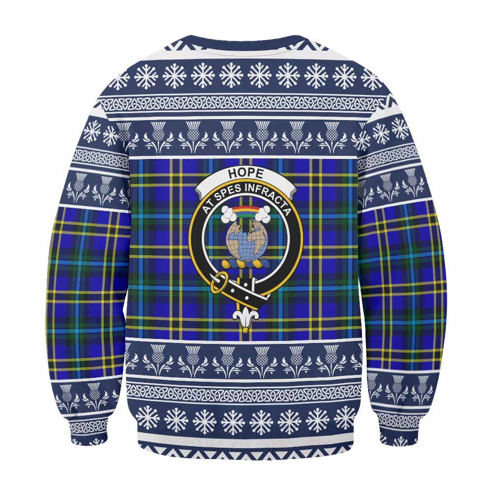 Hope Clan Tartan Christmas Sweatshirt with Family Crest - Tartan Vibes Clothing