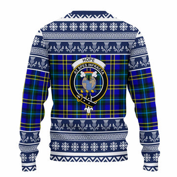 Hope Clan Tartan Christmas Ugly Sweater with Family Crest