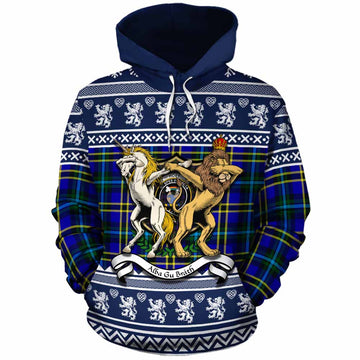 Hope Clan Tartan Crest Christmas Cotton Hoodie Coat of Arms Funny Style