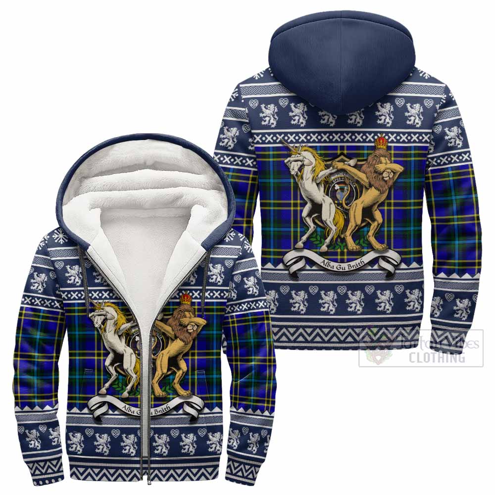 Hope Clan Tartan Crest Christmas Fleece Hoodie Coat of Arms Funny Style - Tartan Vibes Clothing
