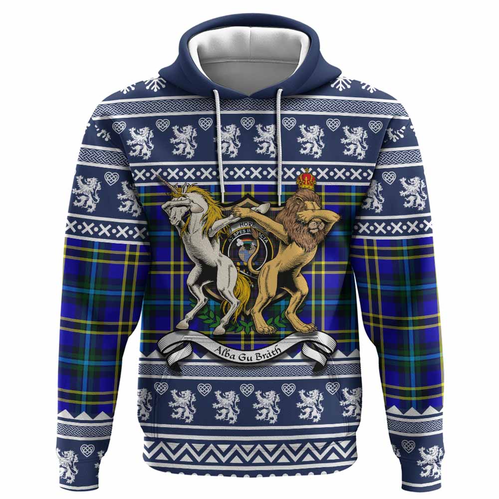 Hope Clan Tartan Crest Christmas Hoodie Coat of Arms Funny Style - Tartan Vibes Clothing
