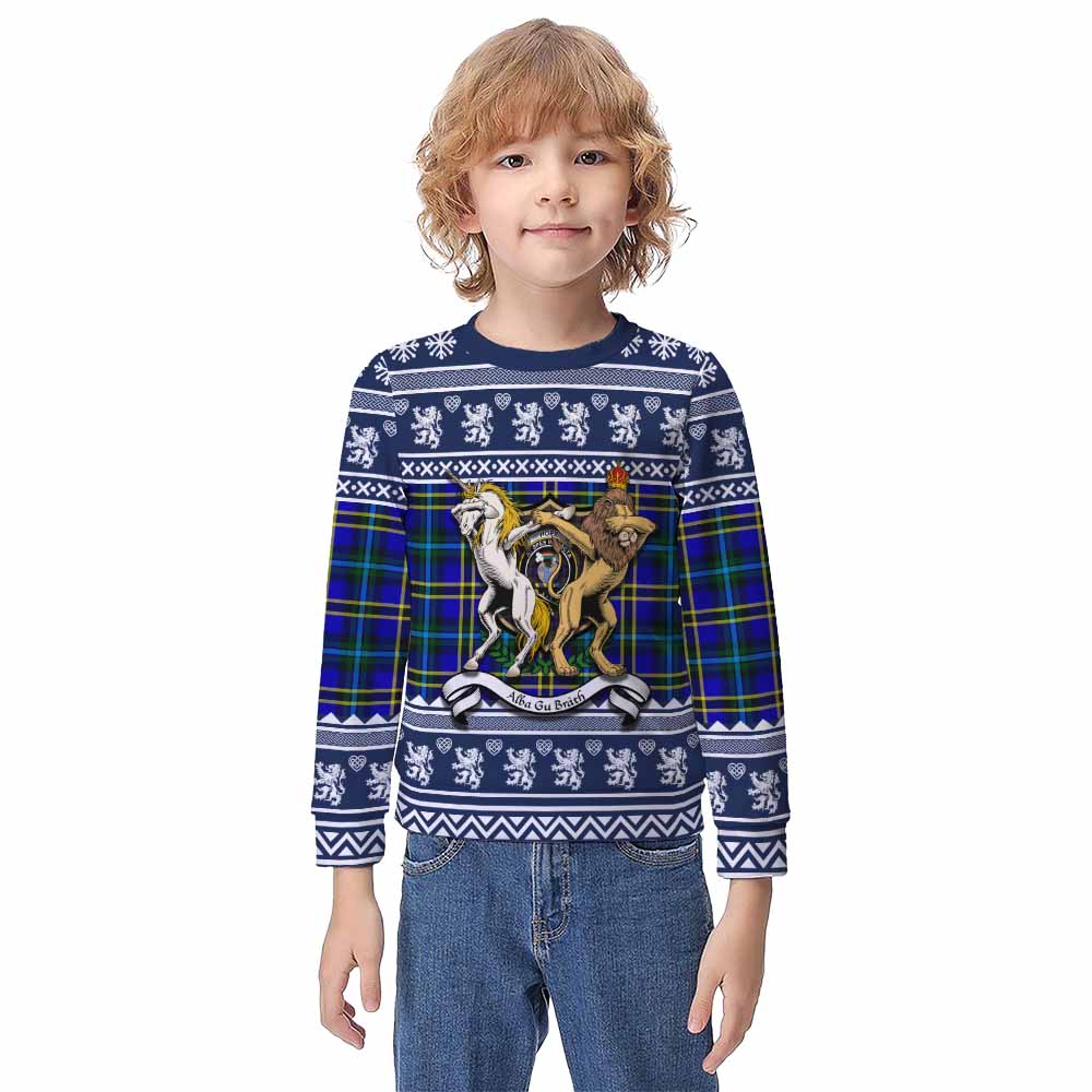 Hope Clan Tartan Crest Christmas Kid Ugly Sweatshirt Coat of Arms Funny Style - Tartan Vibes Clothing