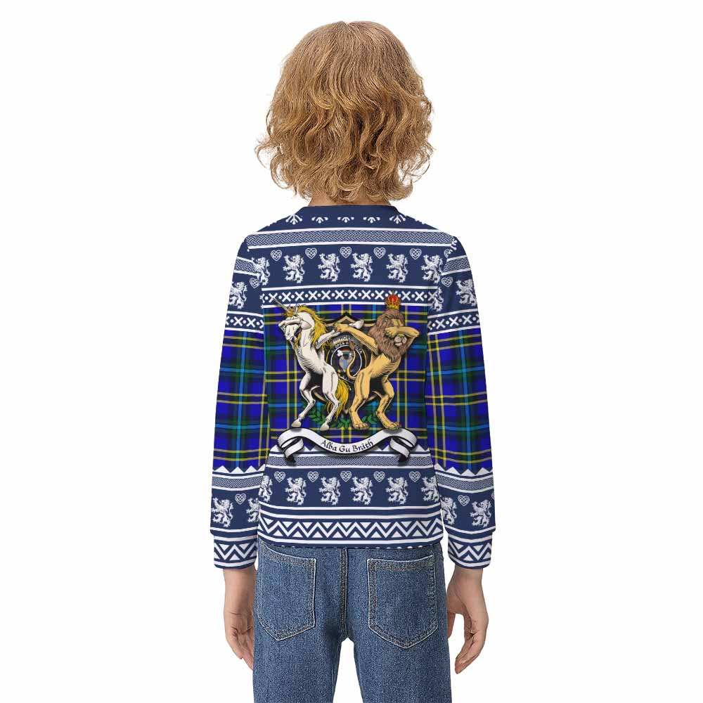 Hope Clan Tartan Crest Christmas Kid Ugly Sweatshirt Coat of Arms Funny Style - Tartan Vibes Clothing