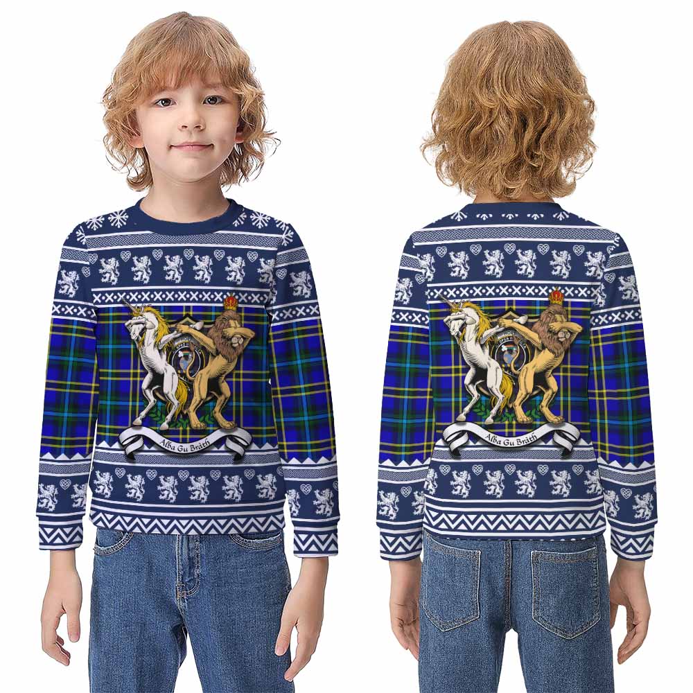Hope Clan Tartan Crest Christmas Kid Ugly Sweatshirt Coat of Arms Funny Style - Tartan Vibes Clothing