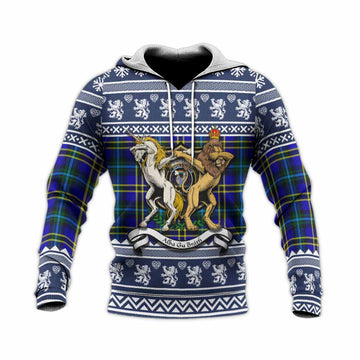 Hope Clan Tartan Crest Christmas Knitted Hoodie Coat of Arms Funny Style