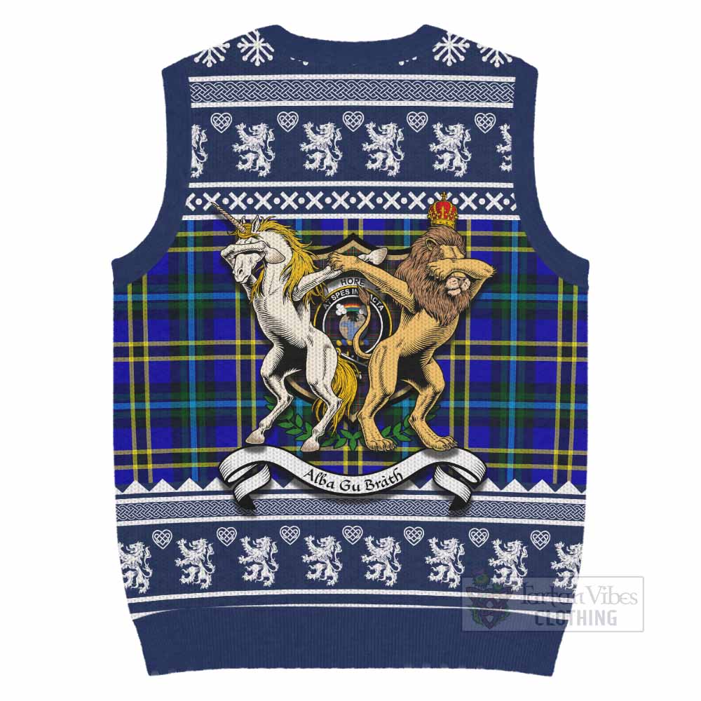 Hope Clan Tartan Crest Christmas Knitted V-Neck Vest Coat of Arms Funny Style - Tartan Vibes Clothing