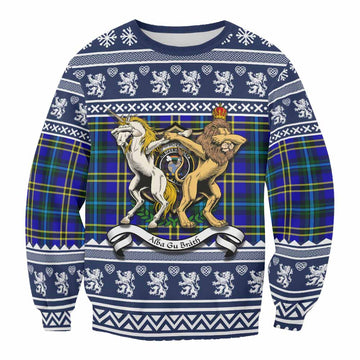 Hope Clan Tartan Crest Christmas Sweatshirt Coat of Arms Funny Style