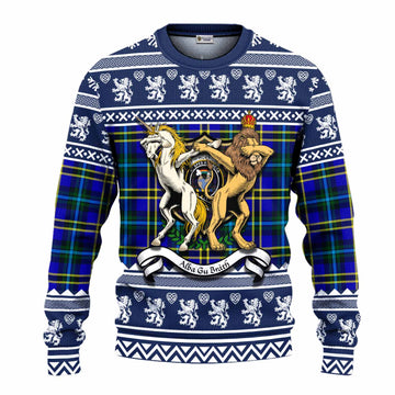 Hope Clan Tartan Crest Christmas Ugly Sweater Coat of Arms Funny Style
