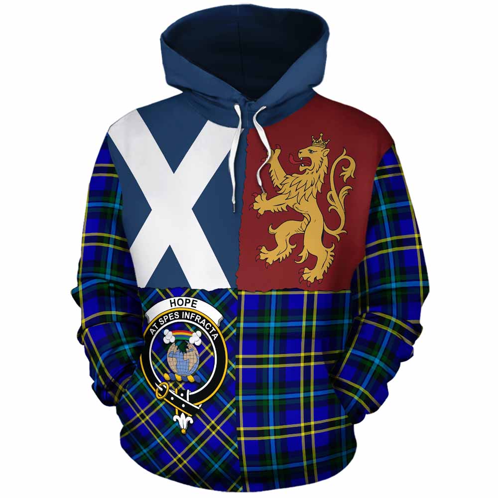 Hope Crest Tartan Cotton Hoodie with Lion Rampant Saltire Style - Tartan Vibes Clothing