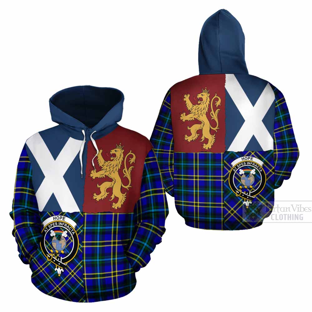 Hope Crest Tartan Cotton Hoodie with Lion Rampant Saltire Style - Tartan Vibes Clothing
