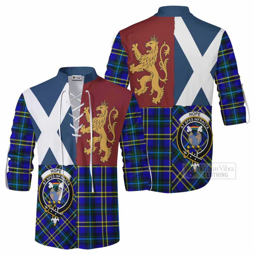 Hope Crest Tartan Ghillie Shirt with Lion Rampant Saltire Style - Tartan Vibes Clothing