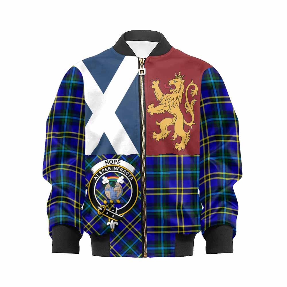 Hope Crest Tartan Kid Bomber Jacket with Lion Rampant Saltire Style - Tartan Vibes Clothing