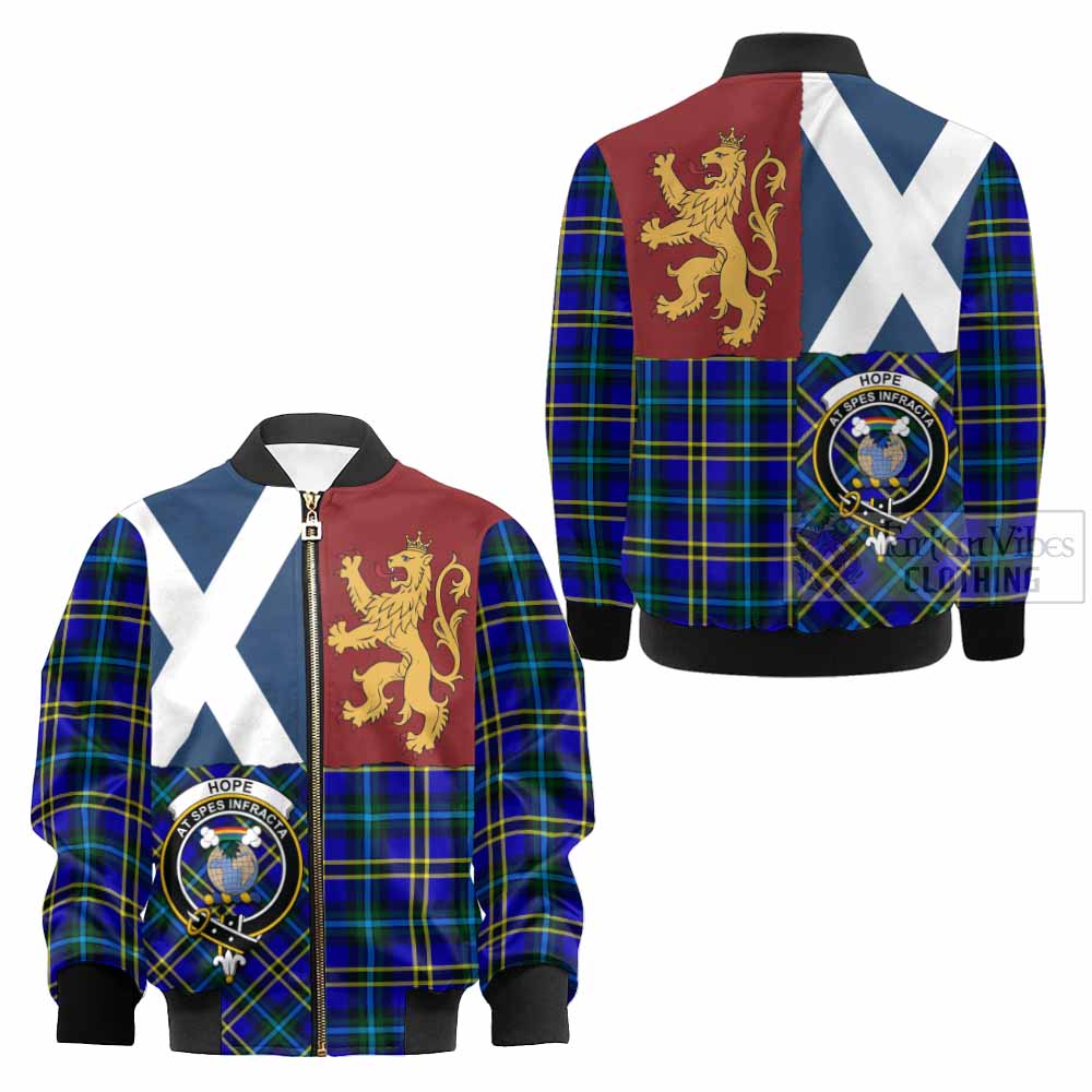 Hope Crest Tartan Kid Bomber Jacket with Lion Rampant Saltire Style - Tartan Vibes Clothing