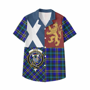 Hope Crest Tartan Kid Hawaiian Shirt with Lion Rampant Saltire Style