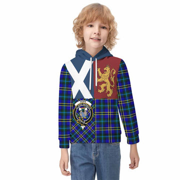 Hope Crest Tartan Kid Hoodie with Lion Rampant Saltire Style
