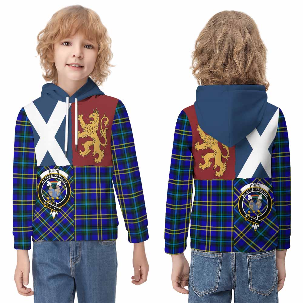 Hope Crest Tartan Kid Hoodie with Lion Rampant Saltire Style - Tartan Vibes Clothing