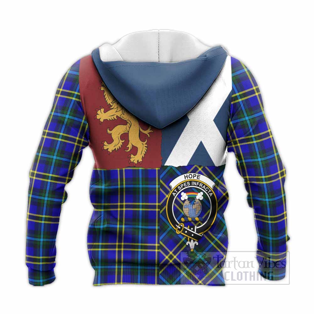 Hope Crest Tartan Knitted Hoodie with Lion Rampant Saltire Style