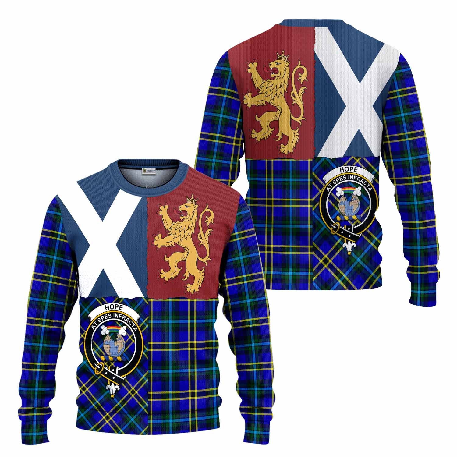 Hope Crest Tartan Knitted Sweater with Lion Rampant Saltire Style