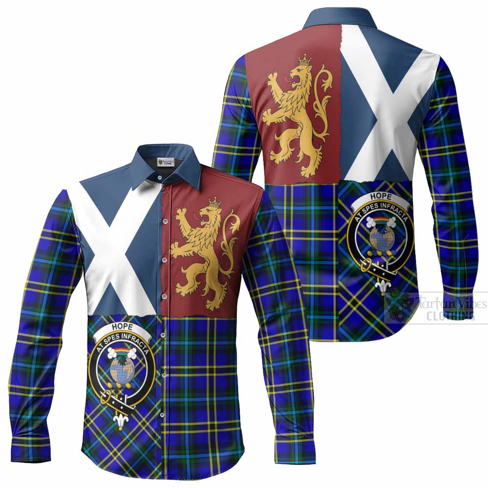 Hope Crest Tartan Long Sleeve Button Shirts with Lion Rampant Saltire Style