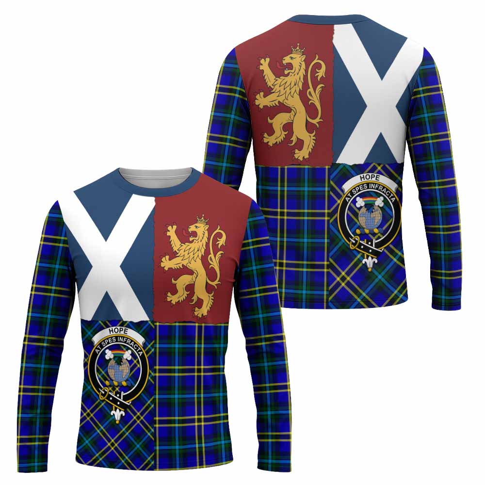 Hope Crest Tartan Long Sleeve T-Shirt with Lion Rampant Saltire Style