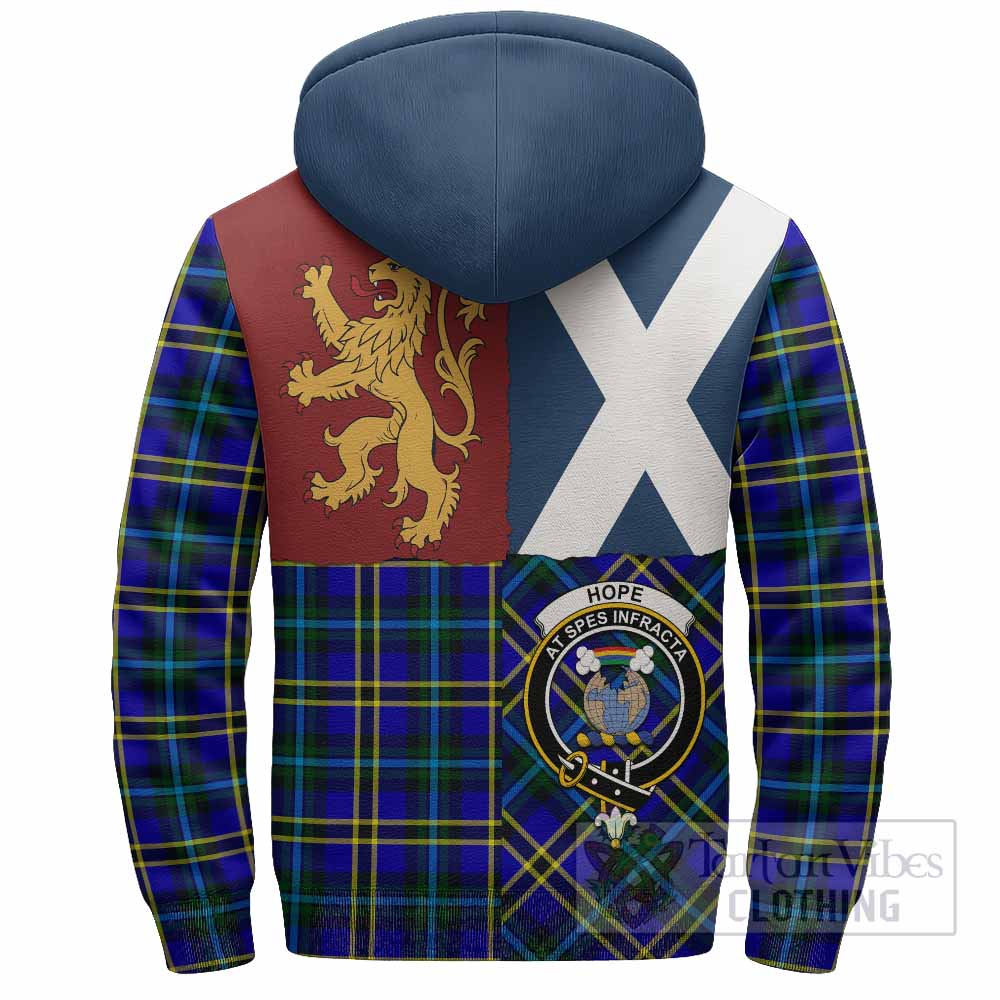 Hope Crest Tartan Sherpa Hoodie with Lion Rampant Saltire Style