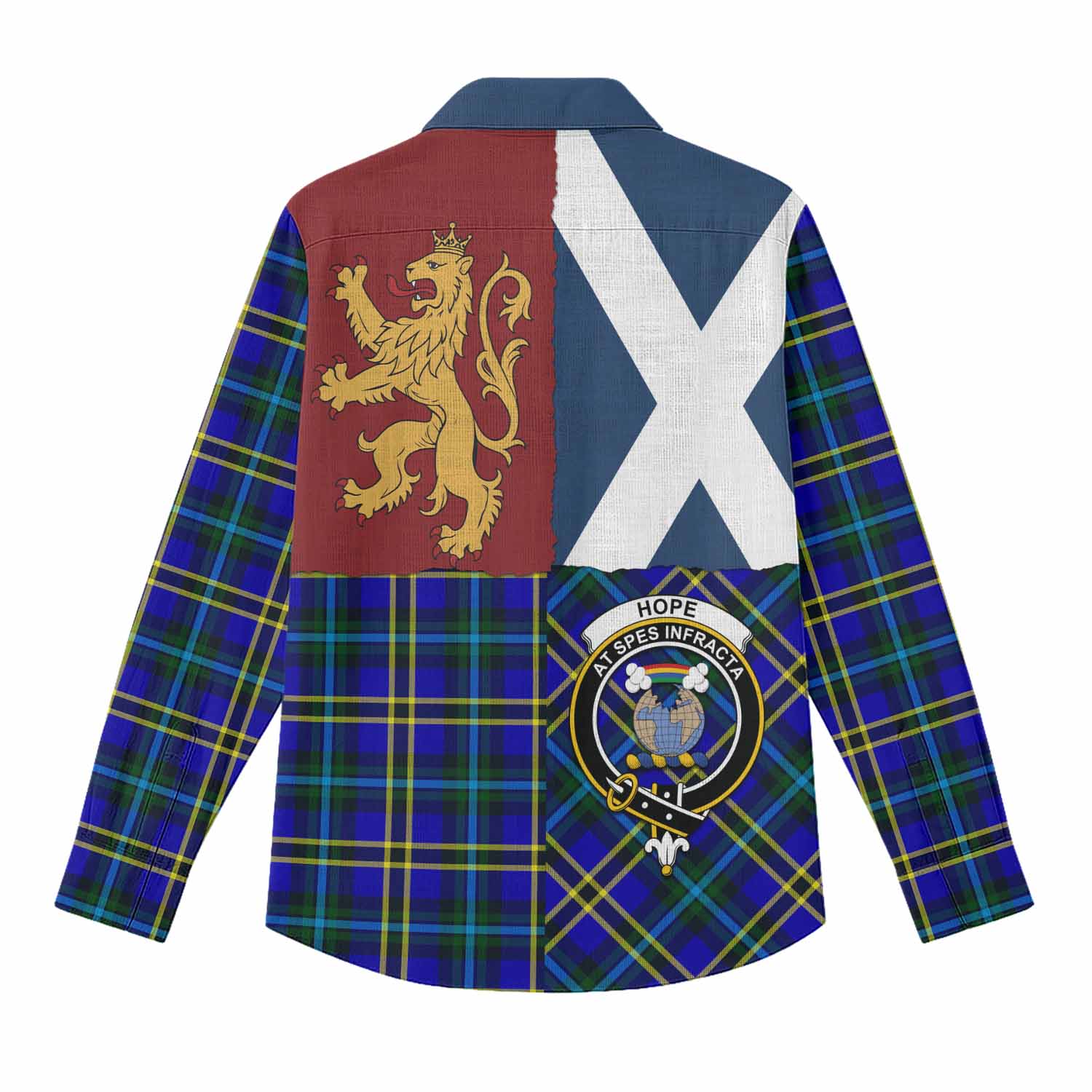 Hope Crest Tartan Women Casual Shirt with Lion Rampant Saltire Style
