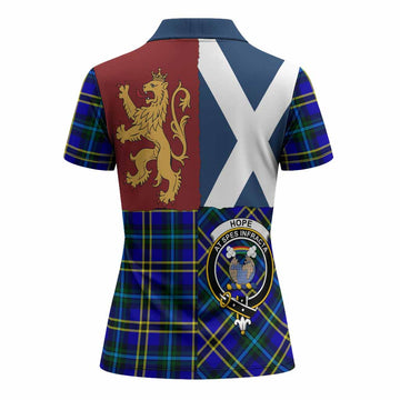 Hope Crest Tartan Women Polo Shirt with Lion Rampant Saltire Style