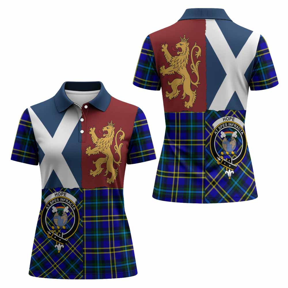 Hope Crest Tartan Women Polo Shirt with Lion Rampant Saltire Style