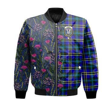 Hope Family Crest Tartan Bomber Jacket Scottish Thistle Flower Pattern Half Style