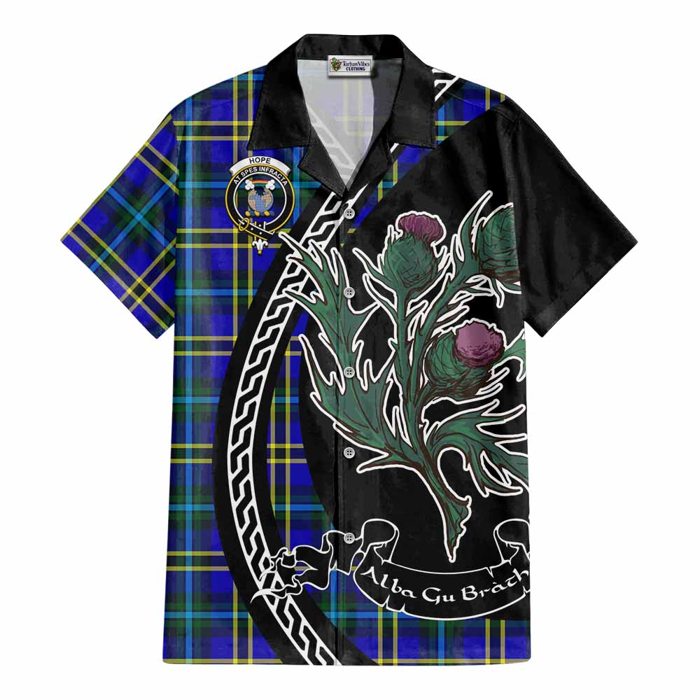 Hope Family Crest Tartan Cotton Hawaiian Shirt Alba Thistle Inspired - Tartan Vibes Clothing