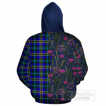 Hope Family Crest Tartan Cotton Hoodie Scottish Thistle Flower Pattern Half Style
