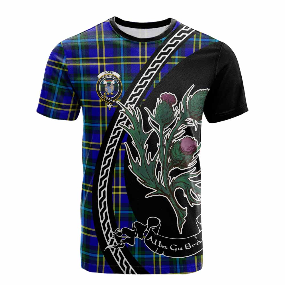 Hope Family Crest Tartan Cotton T-shirt Alba Thistle Inspired - Tartan Vibes Clothing
