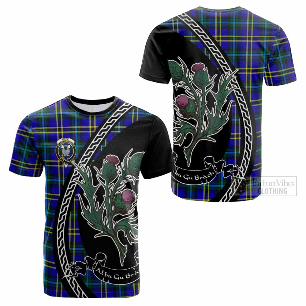 Hope Family Crest Tartan Cotton T-shirt Alba Thistle Inspired - Tartan Vibes Clothing