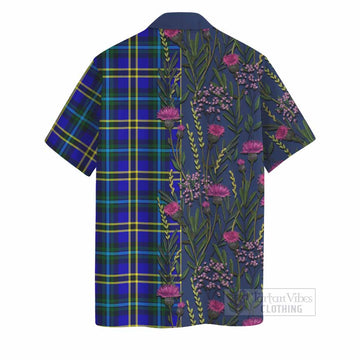 Hope Family Crest Tartan Hawaiian Shirt Scottish Thistle Flower Pattern Half Style