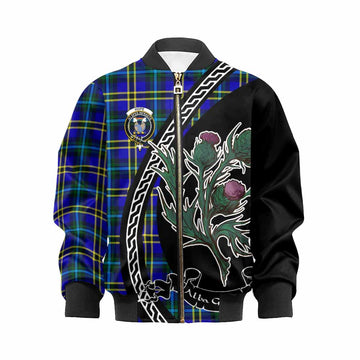 Hope Family Crest Tartan Kid Bomber Jacket Alba Thistle Inspired - Tartan Vibes Clothing
