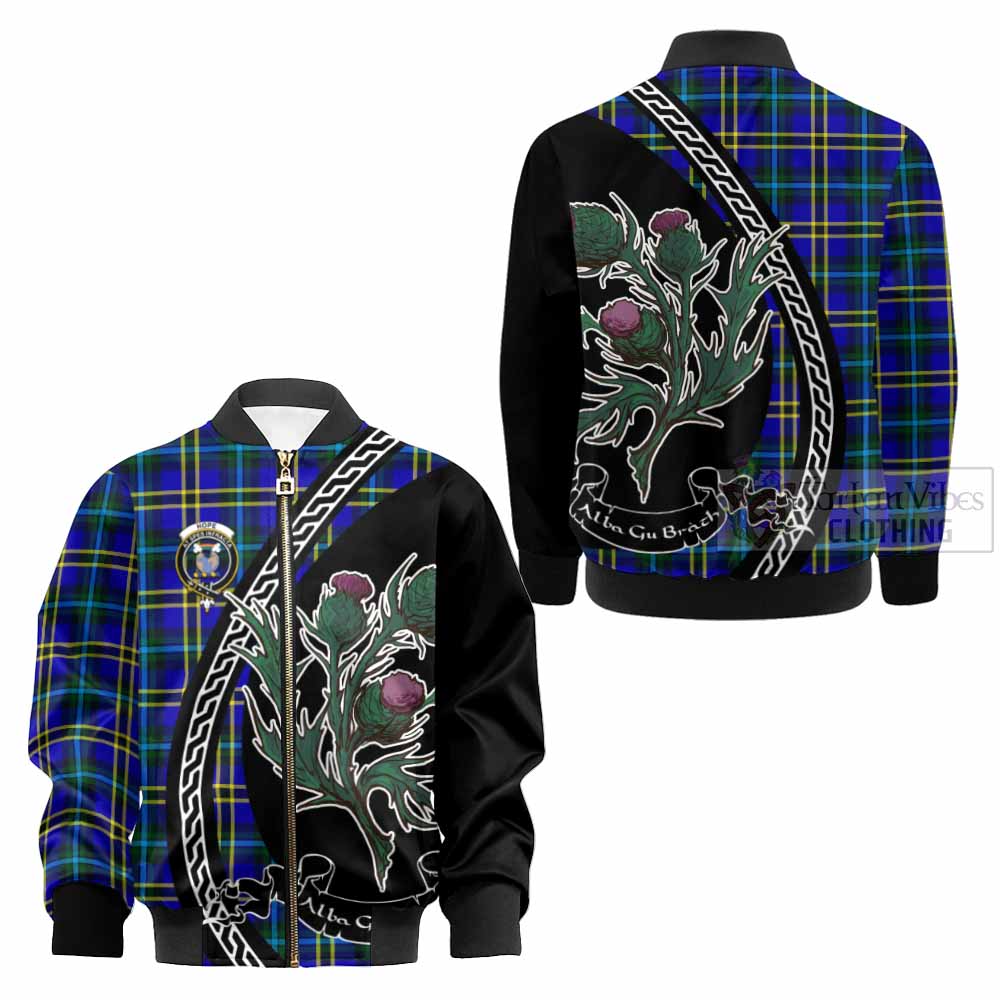 Hope Family Crest Tartan Kid Bomber Jacket Alba Thistle Inspired - Tartan Vibes Clothing