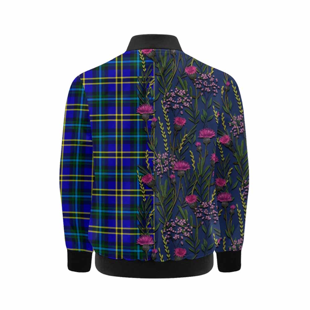 Hope Family Crest Tartan Kid Bomber Jacket Scottish Thistle Flower Pattern Half Style - Tartan Vibes Clothing