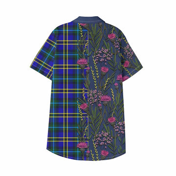 Hope Family Crest Tartan Kid Hawaiian Shirt Scottish Thistle Flower Pattern Half Style - Tartan Vibes Clothing