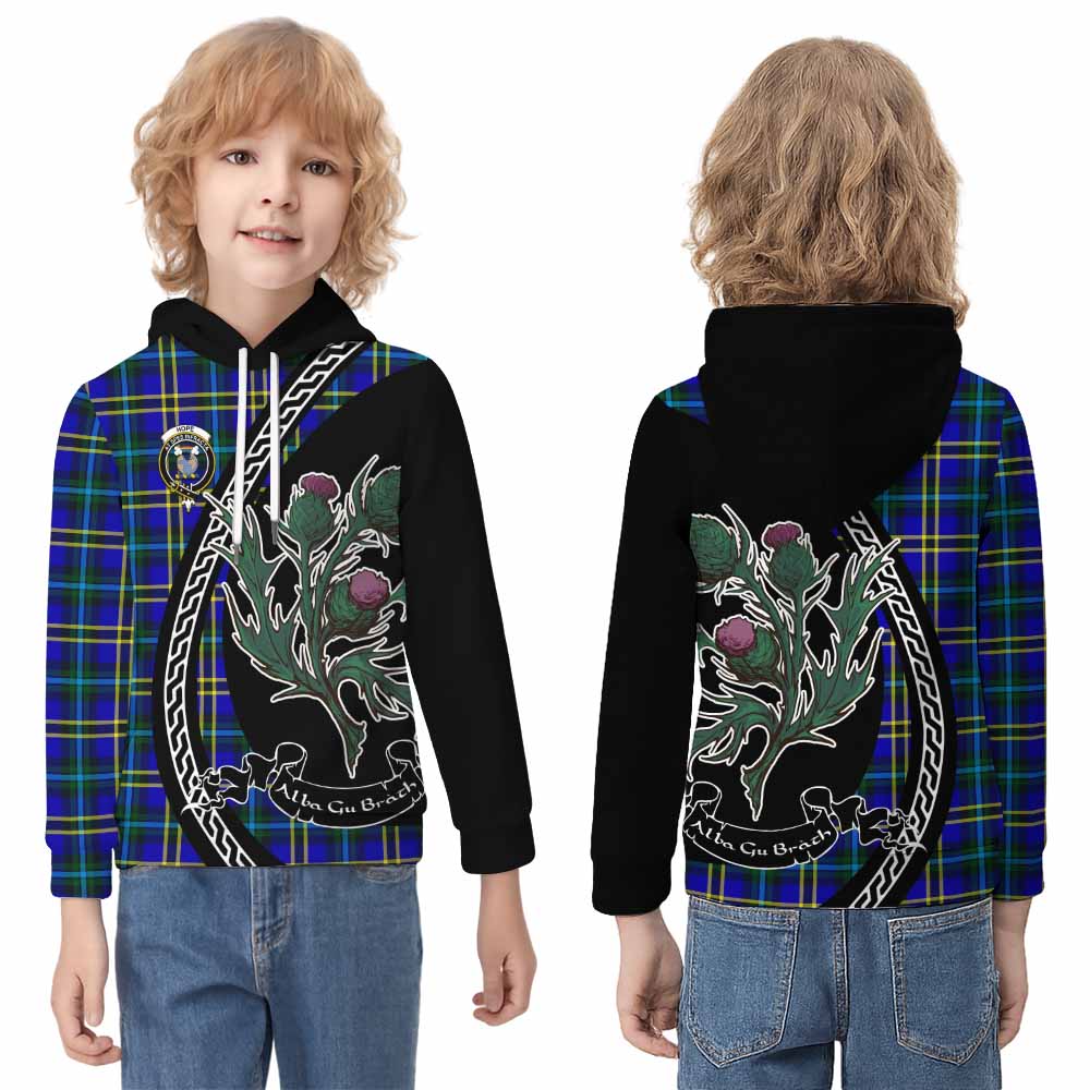 Hope Family Crest Tartan Kid Hoodie Alba Thistle Inspired - Tartan Vibes Clothing