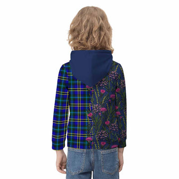 Hope Family Crest Tartan Kid Hoodie Scottish Thistle Flower Pattern Half Style - Tartan Vibes Clothing