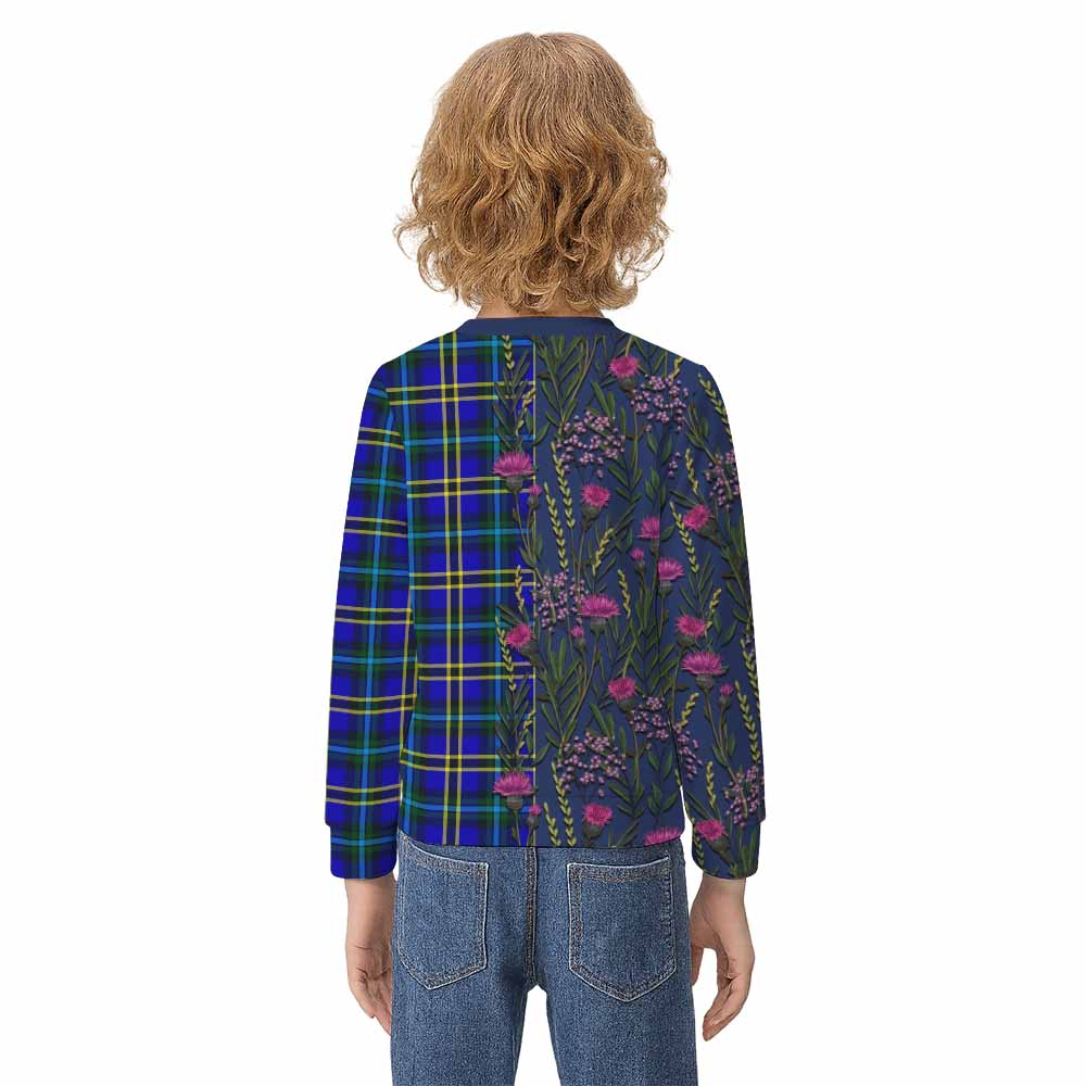 Hope Family Crest Tartan Kid Knitted Sweatshirt Scottish Thistle Flower Pattern Half Style - Tartan Vibes Clothing